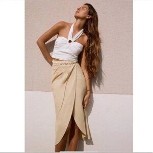 Zara waist shells linen blend skirt,real seashells embellished Used once SZ M ✨